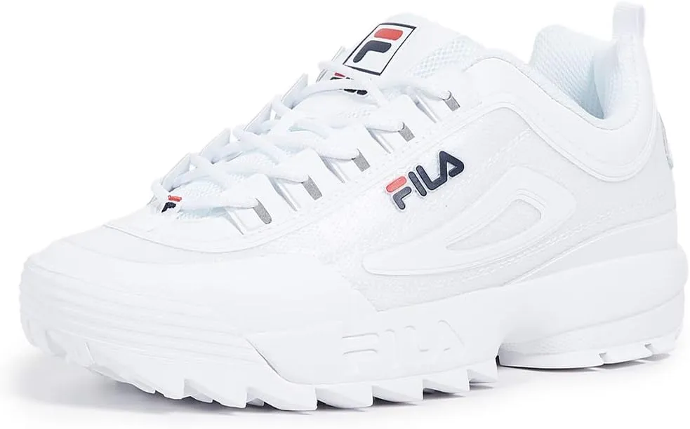 Fila Men's Disruptor II No-Sew Sneakers White/Navy/Red 10