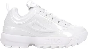 Fila Women's Disruptor II Shine Metallic Shoes, White/White/White - 9