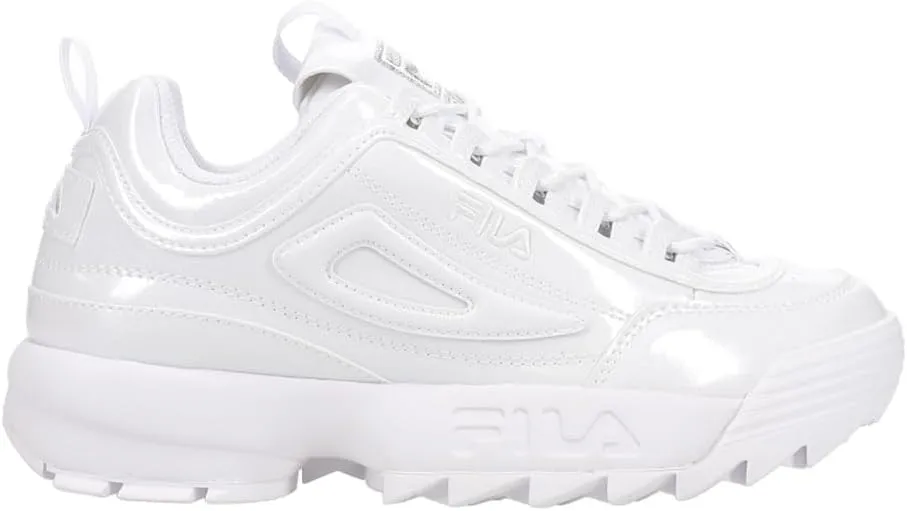 Fila Women's Disruptor II Shine Metallic Shoes, White/White/White - 9
