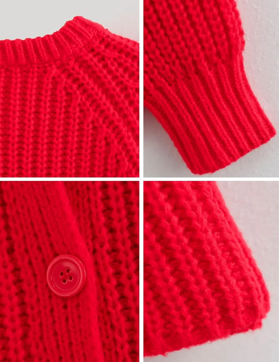 FindThy Women’s Chunky Knit Cardigan Long Sleeve Button Down Crewneck Fall Sweater Coat