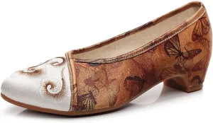 Floral Handmade Embroidered Shoes for Women Retro Classic Mary Jane High Heels Shoes Pointed Toe Slip On Loafers Comfort Ballet Flats Cheongsam Shoes