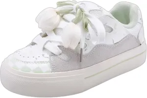 Flower Floral Tulip Y2k Platform Chunky Sneakers for Women and Girls Retro Marshmallow Aesthetic Casual Walking Shoes