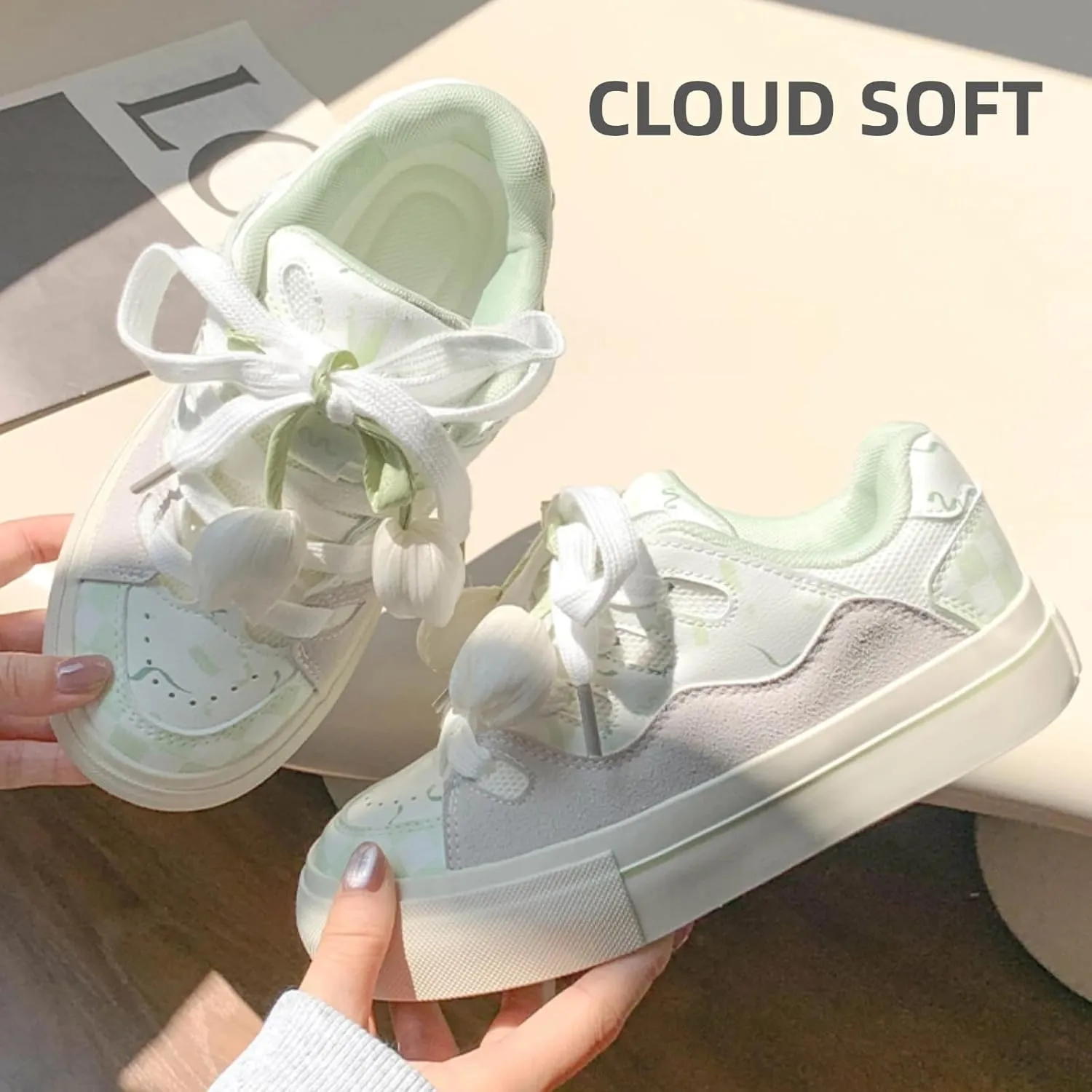 Flower Floral Tulip Y2k Platform Chunky Sneakers for Women and Girls Retro Marshmallow Aesthetic Casual Walking Shoes
