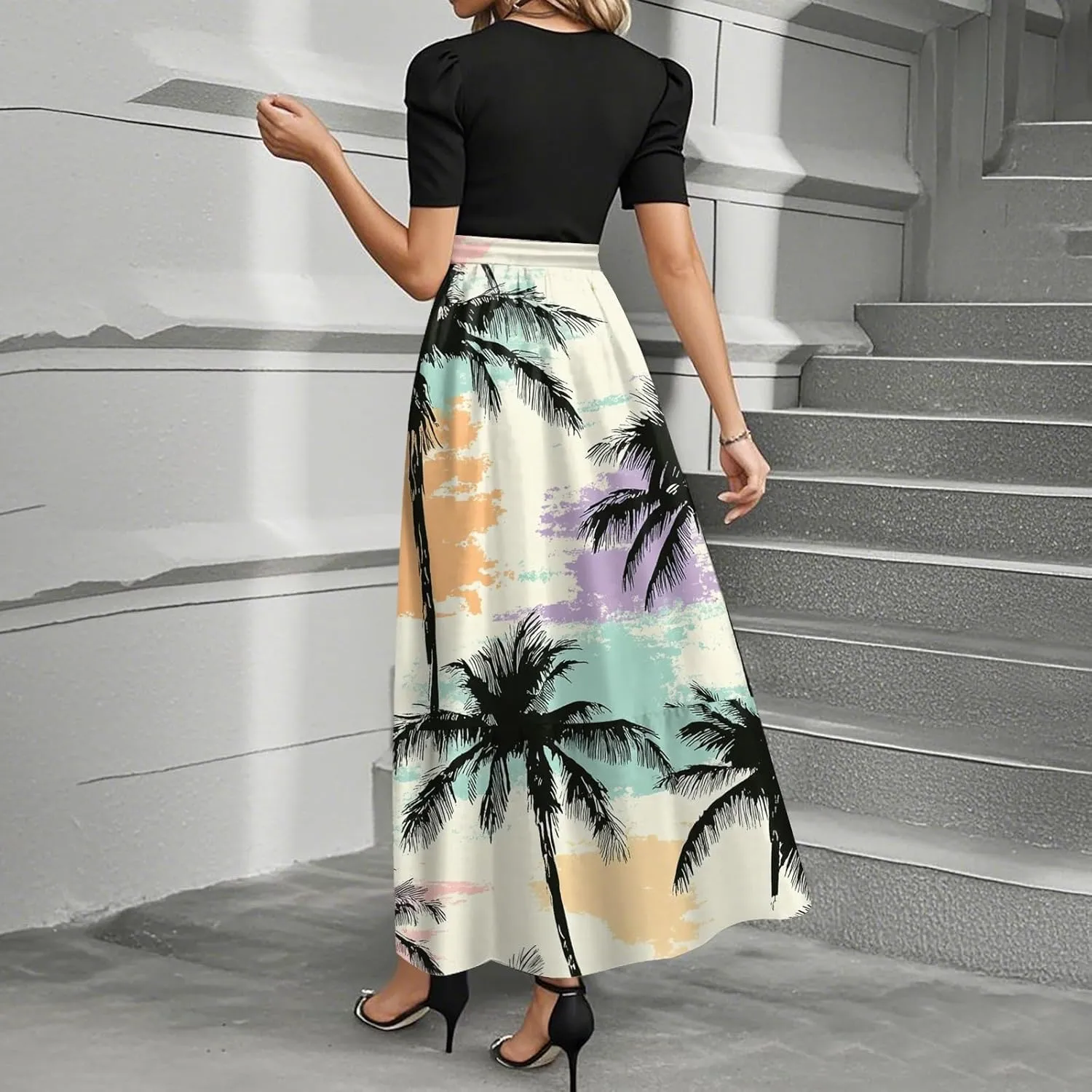 Flower Print Dresses for Women 2025, Trendy Beach High Waisted Vacation Casual Spring Womens Sundress
