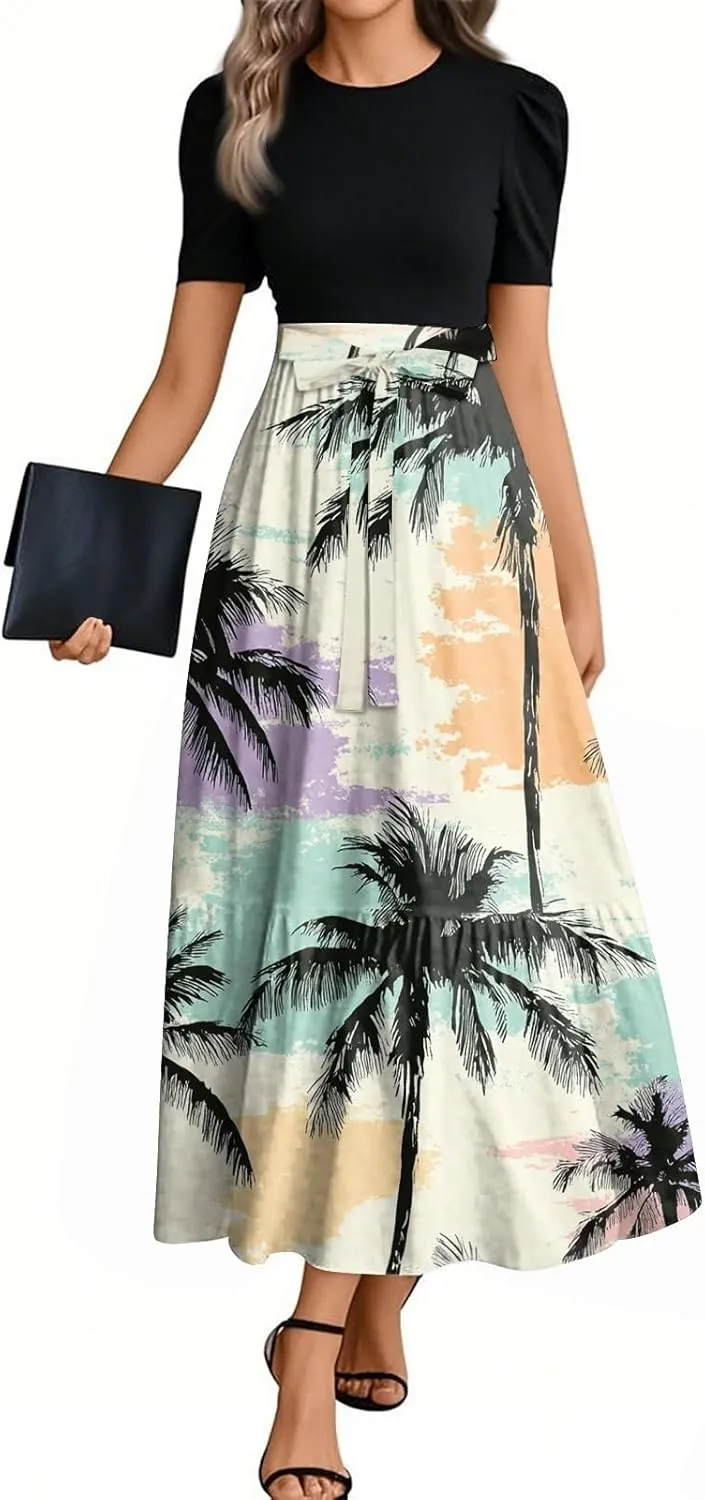 Flower Print Dresses for Women 2025, Trendy Beach High Waisted Vacation Casual Spring Womens Sundress
