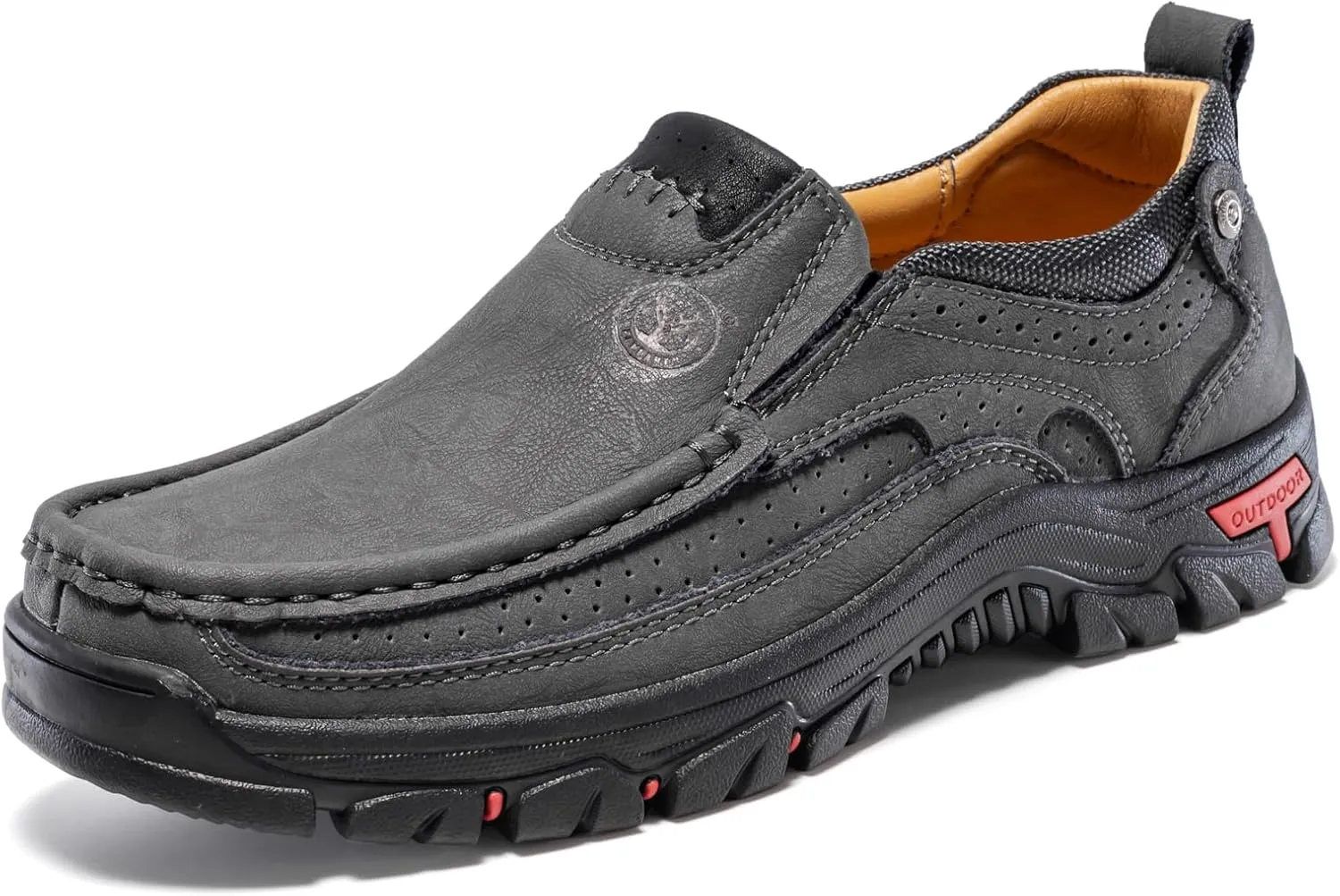 FLYLAND Men's Fashion Slip On Walking Loafers Vintage Leather Ankle Boots Handmade Chukka Boots Casual Non-Slip Sneakers Office Driving Shoes