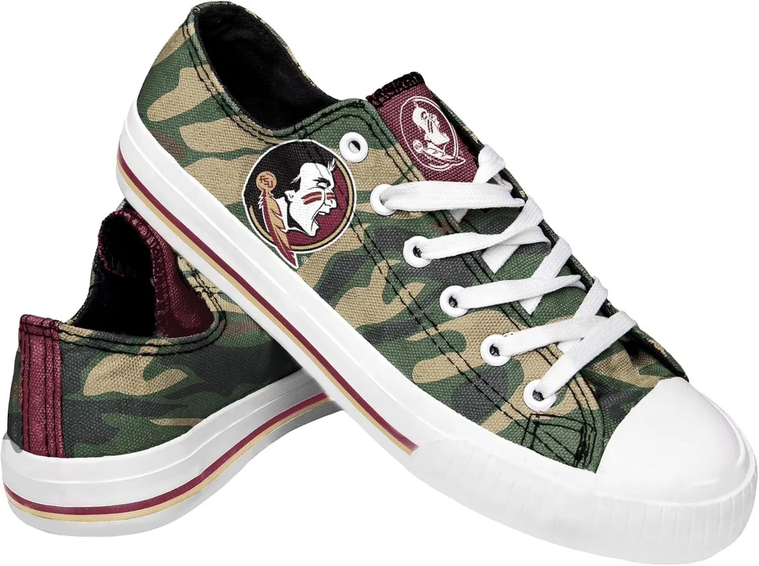 FOCO Women's NCAA College Team Logo Fashion Low Top Canvas Sneakers Shoes
