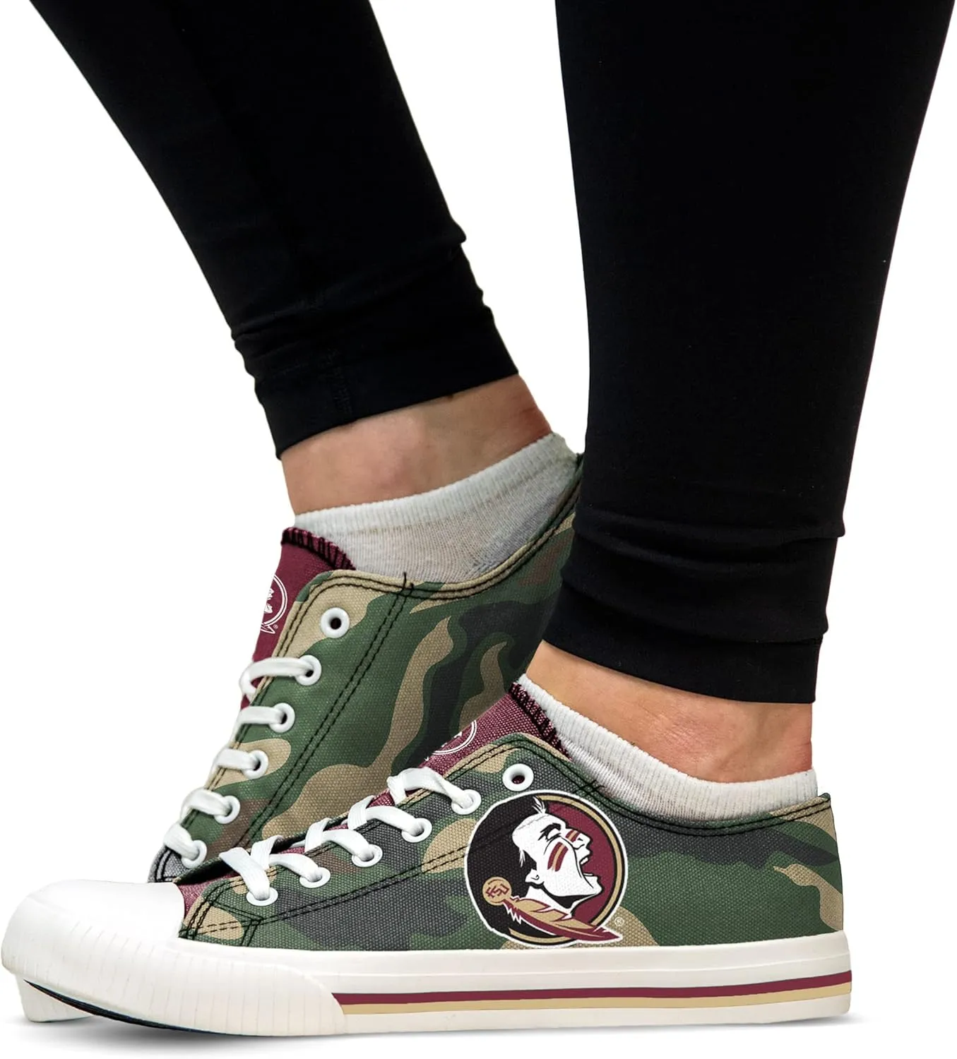 FOCO Women's NCAA College Team Logo Fashion Low Top Canvas Sneakers Shoes