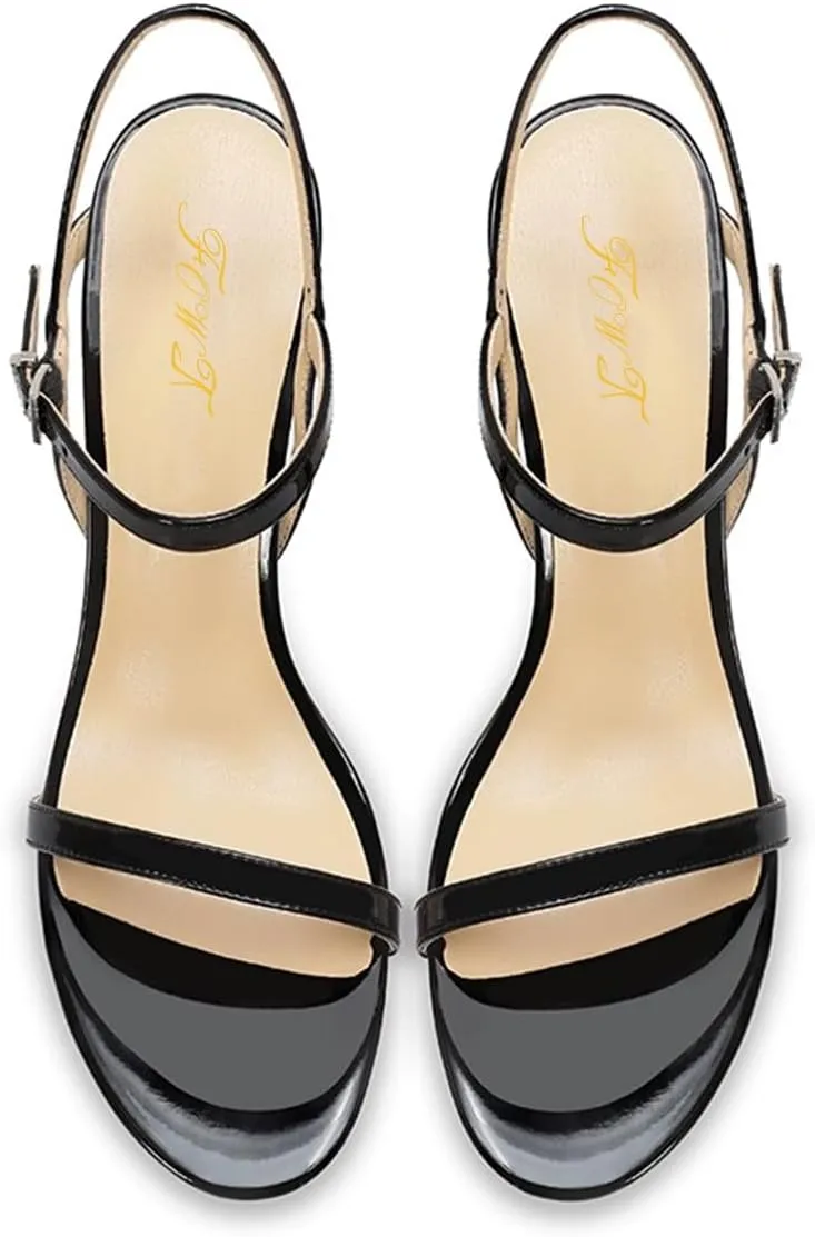 FOWT Women Sexy Single Strap Open Toe Sandals High Stiletto Heel Ankle Strap Buckle Summer Party Prom Vacation Dress Shoes Size 4-16 US