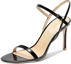 FOWT Women Sexy Single Strap Open Toe Sandals High Stiletto Heel Ankle Strap Buckle Summer Party Prom Vacation Dress Shoes Size 4-16 US
