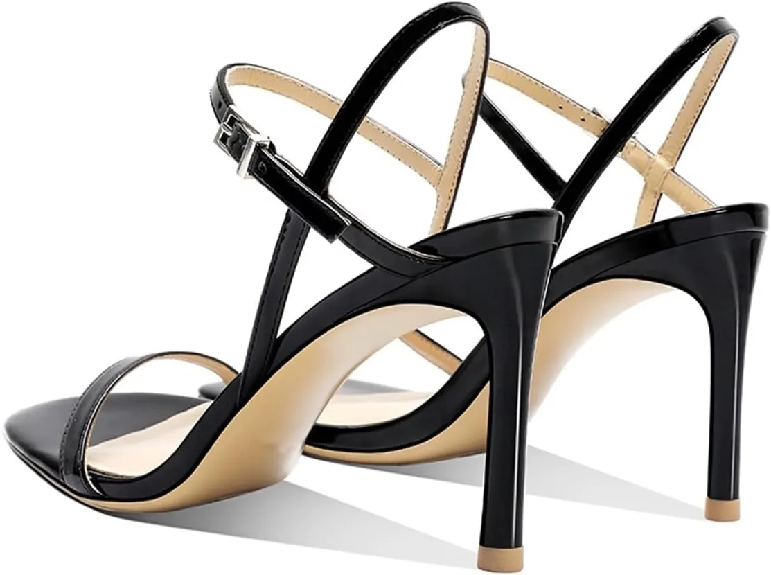 FOWT Women Sexy Single Strap Open Toe Sandals High Stiletto Heel Ankle Strap Buckle Summer Party Prom Vacation Dress Shoes Size 4-16 US