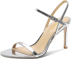 FOWT Women Sexy Single Strap Open Toe Sandals High Stiletto Heel Ankle Strap Buckle Summer Party Prom Vacation Dress Shoes Size 4-16 US