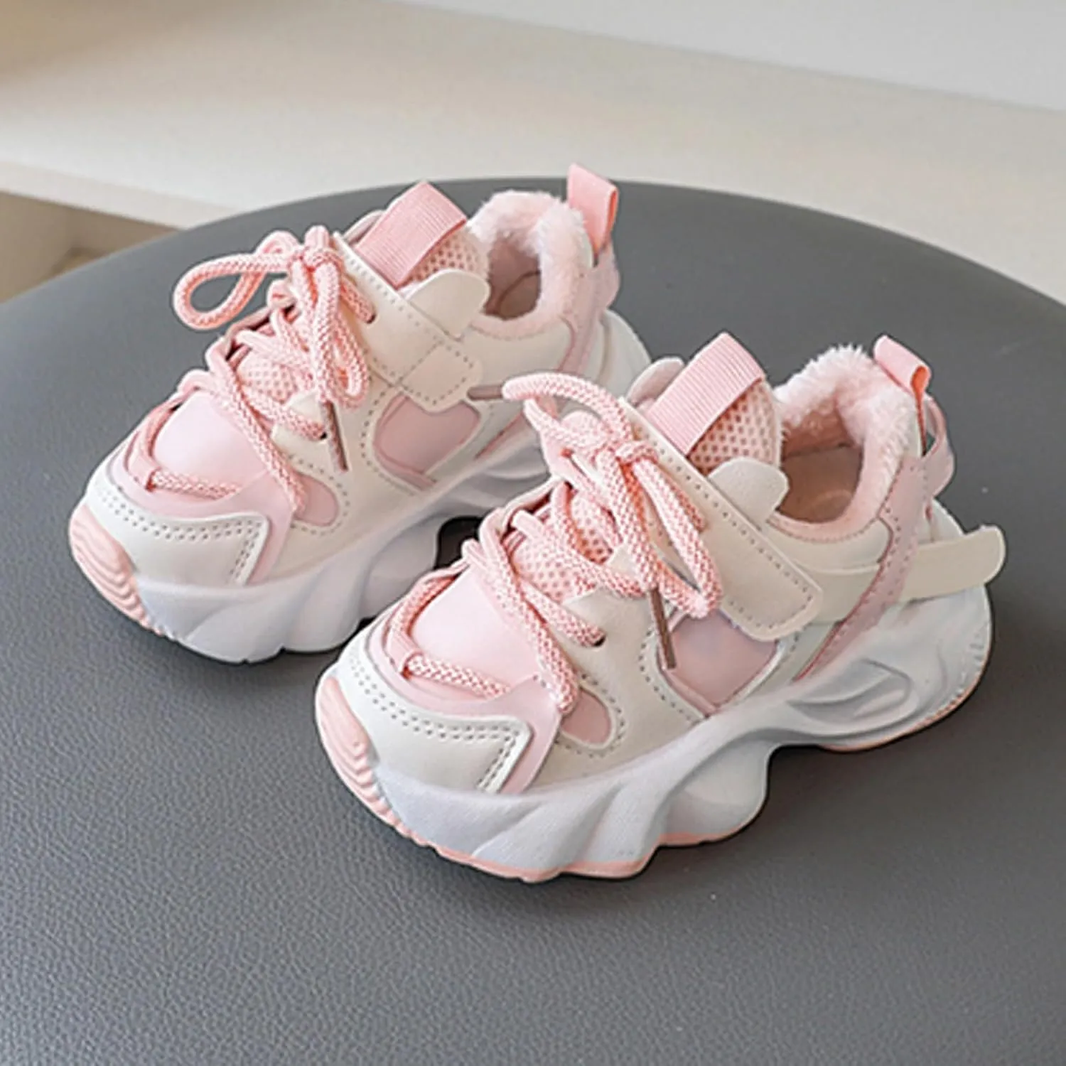 F𝘂r Lined Winter Chunky Sneakers for Girls Kids Fashion Warm Cozy Fleece Lined Comfortable Girls Sneaker Shoes Size 12