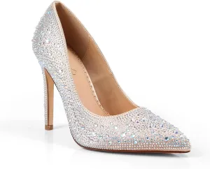 FREDERICK'S OF HOLLYWOOD- Pointy Toe Full Rhinstone Pump W Pencil Heel, FOH-Samantha