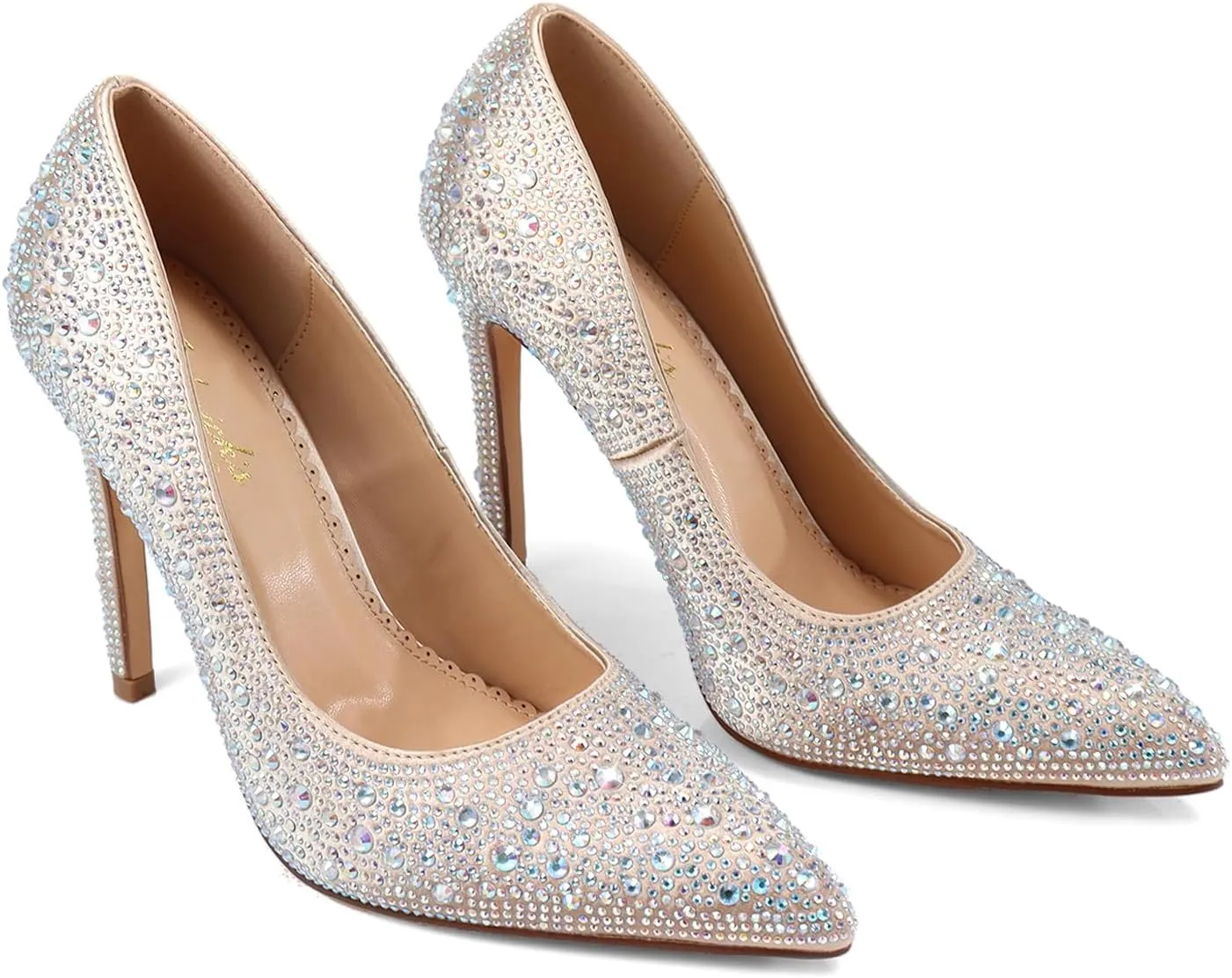 FREDERICK'S OF HOLLYWOOD- Pointy Toe Full Rhinstone Pump W Pencil Heel, FOH-Samantha