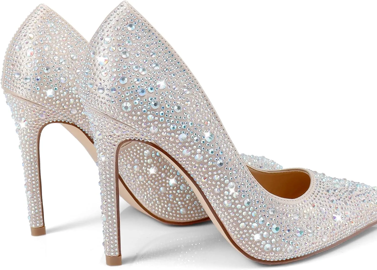 FREDERICK'S OF HOLLYWOOD- Pointy Toe Full Rhinstone Pump W Pencil Heel, FOH-Samantha