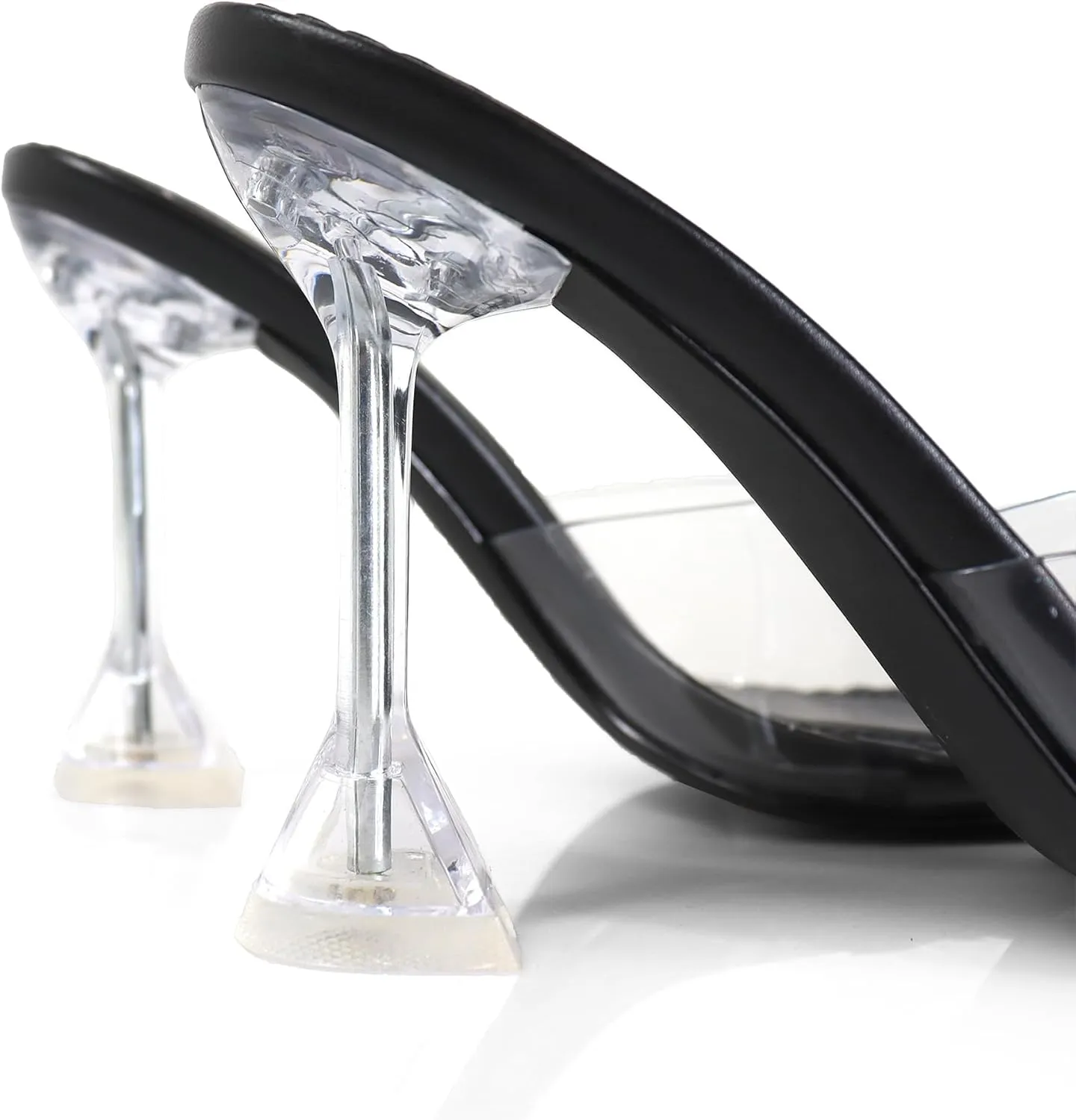 FREDERICK'S OF HOLLYWOOD SQUARED TOE TRANSPARENT MULE SANDAL W/SPOOL, FOH-HONEY