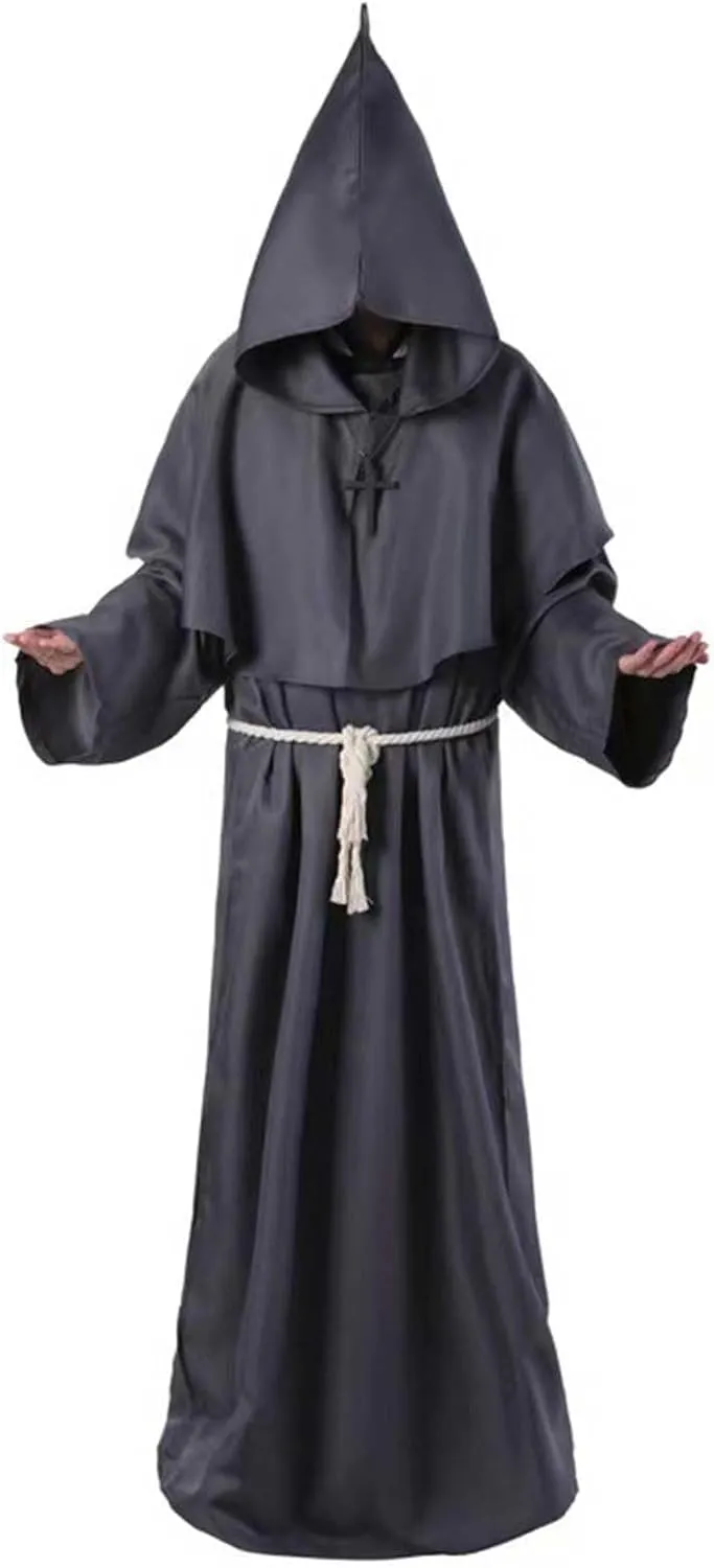 Friar Medieval Cloak Hooded Monk Renaissance Priest Robe Costume Cosplay Outfits Women Mens Halloween Costume Cape