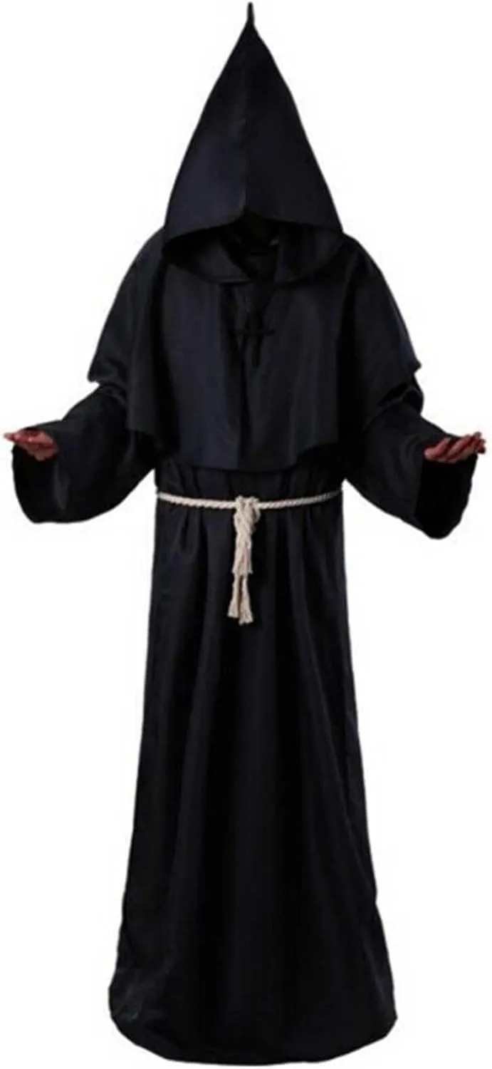 Friar Medieval Cloak Hooded Monk Renaissance Priest Robe Costume Cosplay Outfits Women Mens Halloween Costume Cape