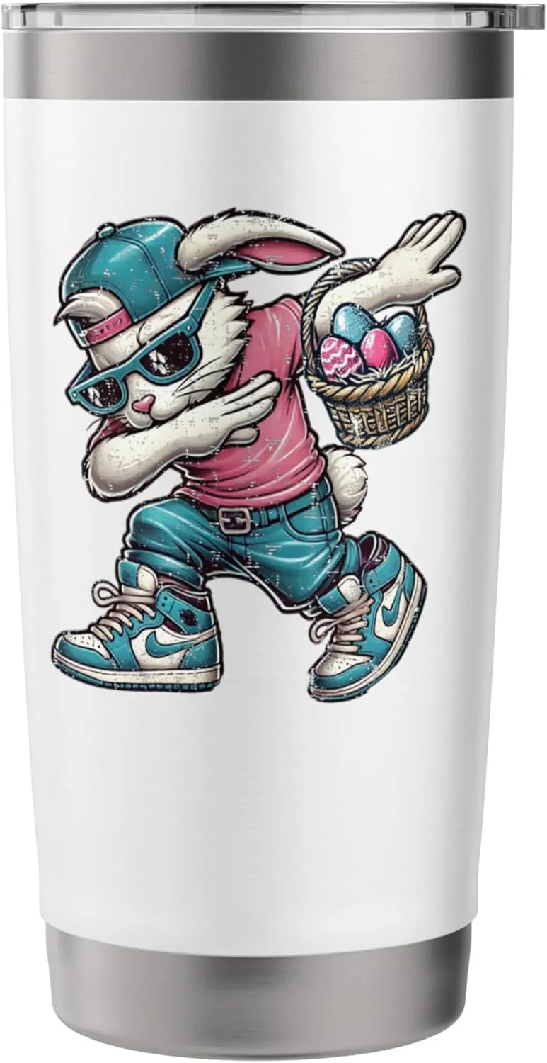 Funny Dabbing Sneaker Head Easter Bunny Easter Egg Hunt Stainless Steel Insulated Tumbler