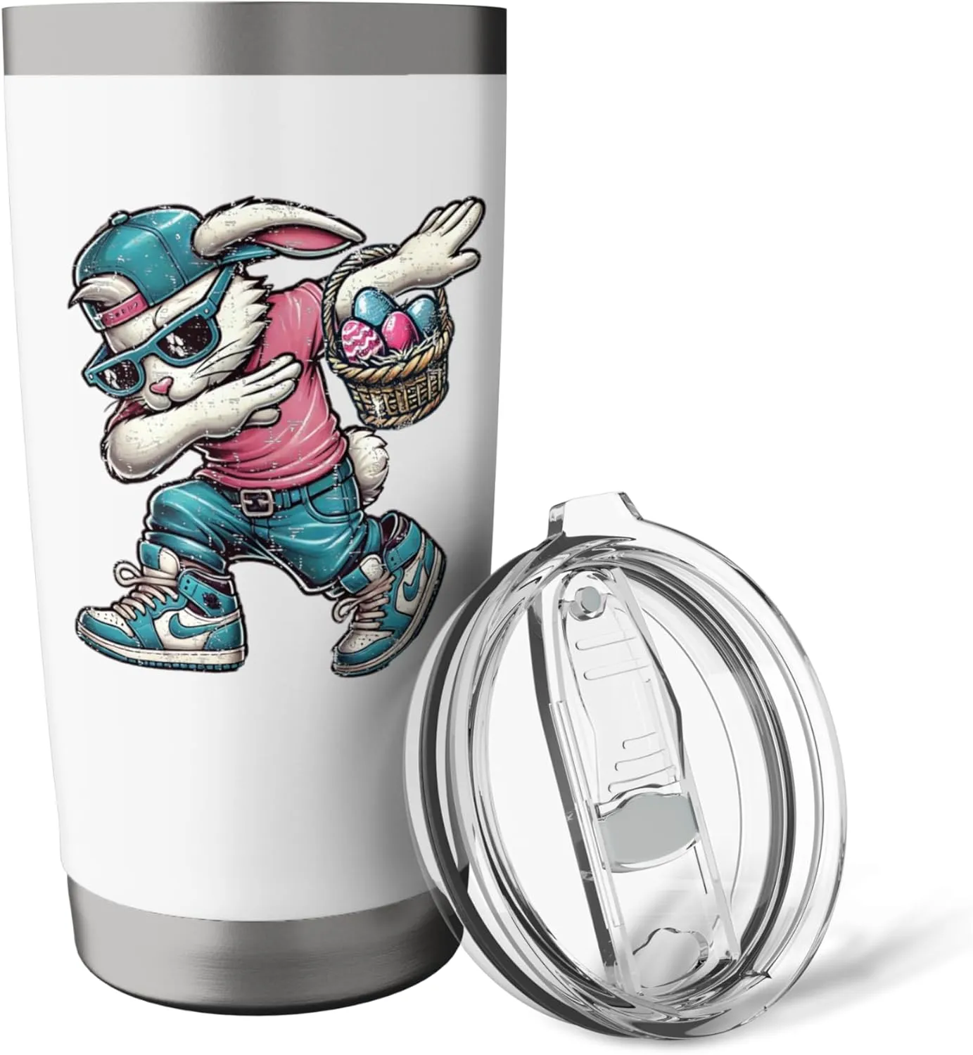Funny Dabbing Sneaker Head Easter Bunny Easter Egg Hunt Stainless Steel Insulated Tumbler