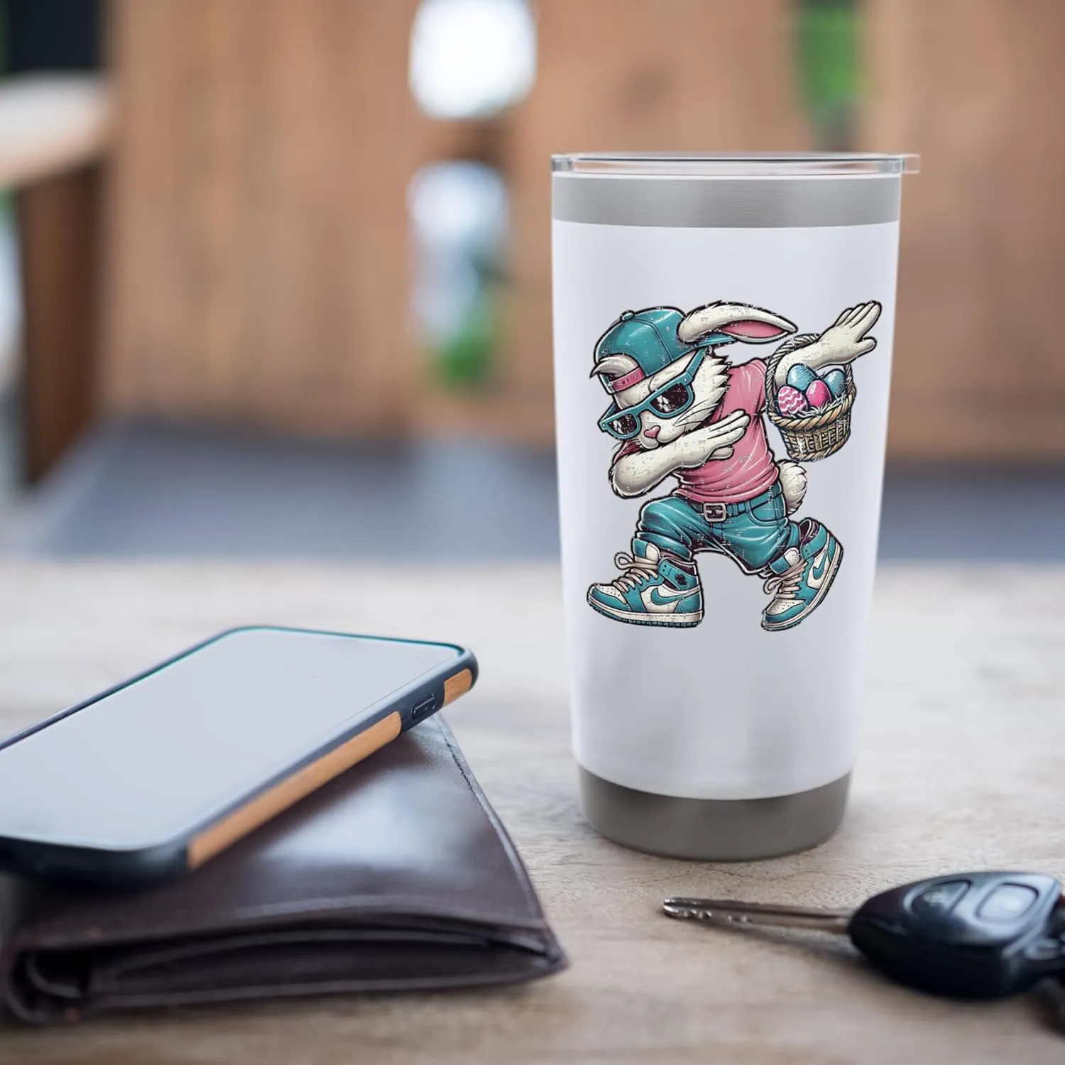 Funny Dabbing Sneaker Head Easter Bunny Easter Egg Hunt Stainless Steel Insulated Tumbler