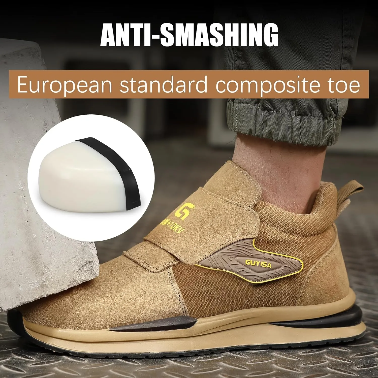 GLANOUDUN Welding Work Boots for Men Slip on Steel Toe Shoes for Men Indestructible Steel Toe Boots Welder Men's Working Shoes Fireproof Safety Footwear for Construction Men's Work & Safety Footwear