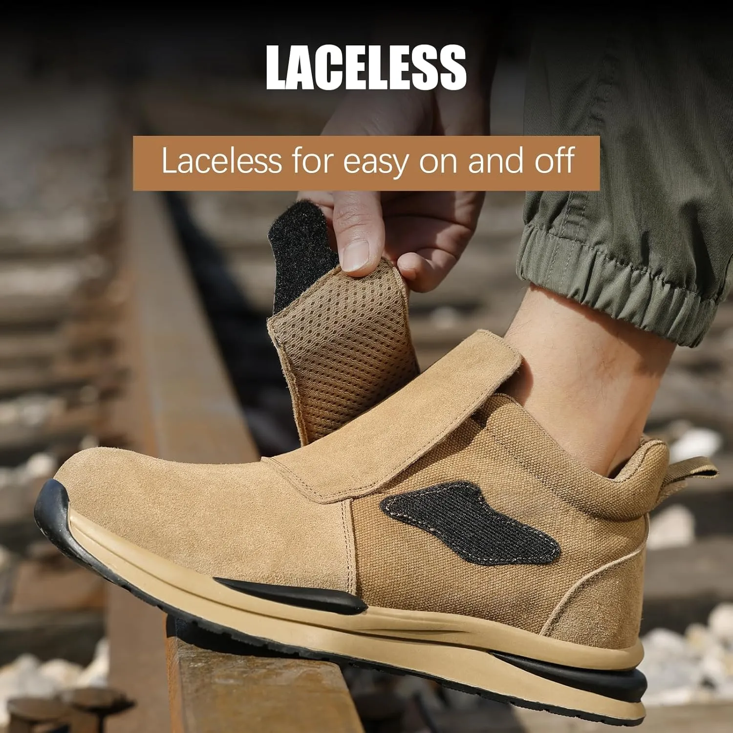 GLANOUDUN Welding Work Boots for Men Slip on Steel Toe Shoes for Men Indestructible Steel Toe Boots Welder Men's Working Shoes Fireproof Safety Footwear for Construction Men's Work & Safety Footwear