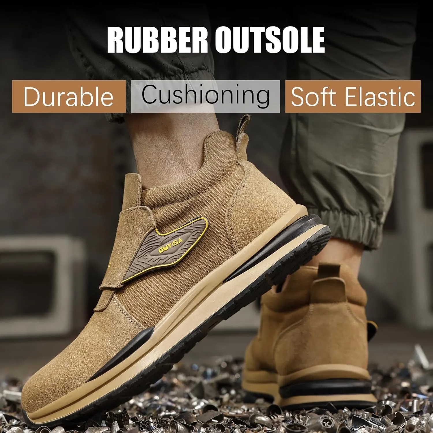 GLANOUDUN Welding Work Boots for Men Slip on Steel Toe Shoes for Men Indestructible Steel Toe Boots Welder Men's Working Shoes Fireproof Safety Footwear for Construction Men's Work & Safety Footwear
