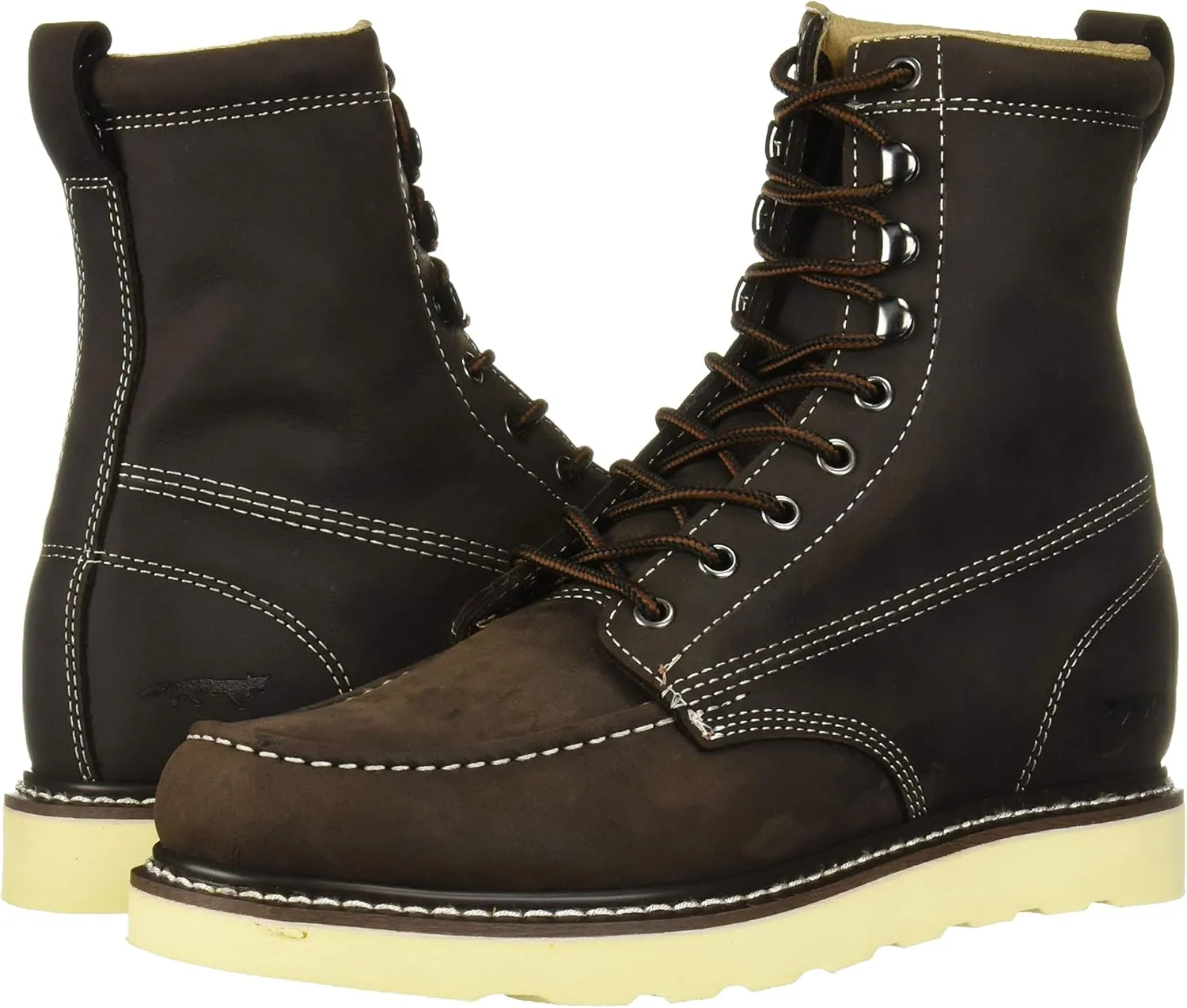 Golden Fox 8" Men's Moc Toe Wedge Comfortable Leather Work Boots, Goodyear Welt Construction, Industrial, Ironworker