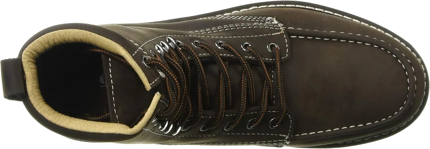 Golden Fox 8" Men's Moc Toe Wedge Comfortable Leather Work Boots, Goodyear Welt Construction, Industrial, Ironworker