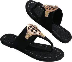 GORGLITTER Women's Metallic Thong Flat Sandals Slip On Flip Flops Open Toe Slide Sandals