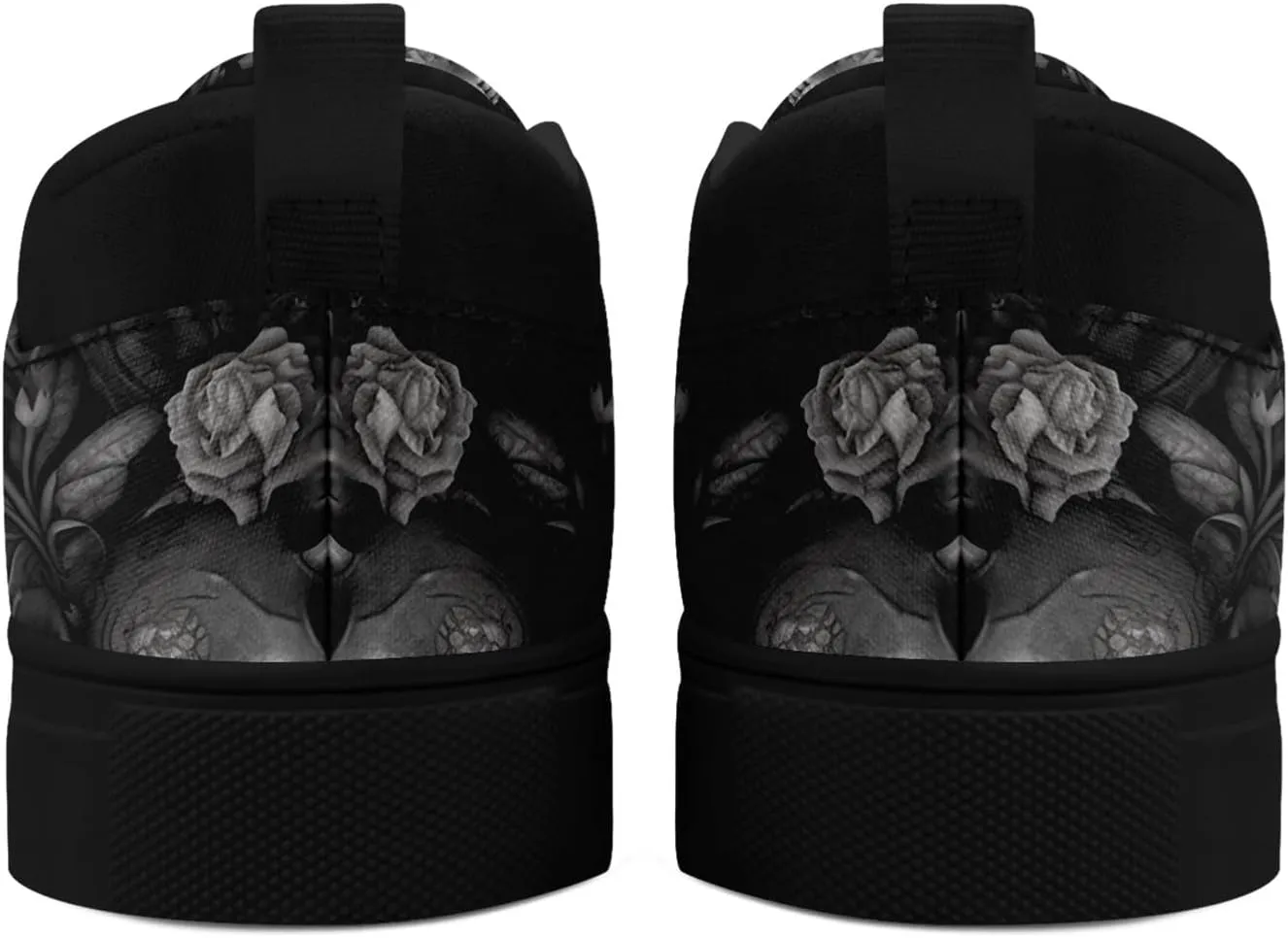 Gothic Low-Top Canvas Shoes for MenWomen Skull Floral Slip-On Sneakers Lightweight Comfort Streetwear Footwear