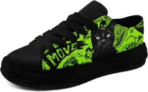 Gothic Skull Print Sneakers for Men Women – Low Top Canvas Shoes with Rubber EVA Sole, Punk Streetwear Fashion