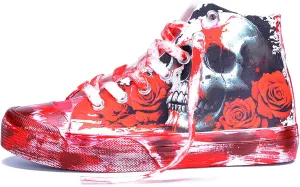 Gothic Skull Shoes for Women Fashion Sneakers Men's Hand-Painted Graffiti Shoes Punk Cosplay Hip Hop Teen Boys Girls Student Casual Walking Streetwear