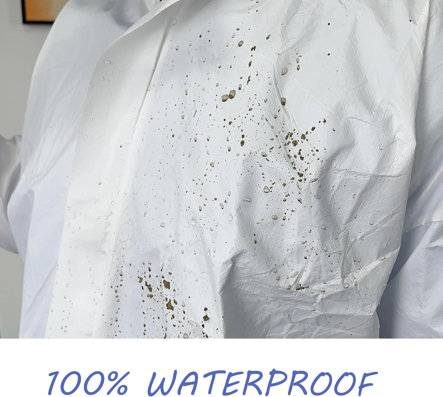Hazmat Suits 5 PCS White Coveralls Disposable with Hood & Boots Waterproof PPE Jumpsuit for Men & Women