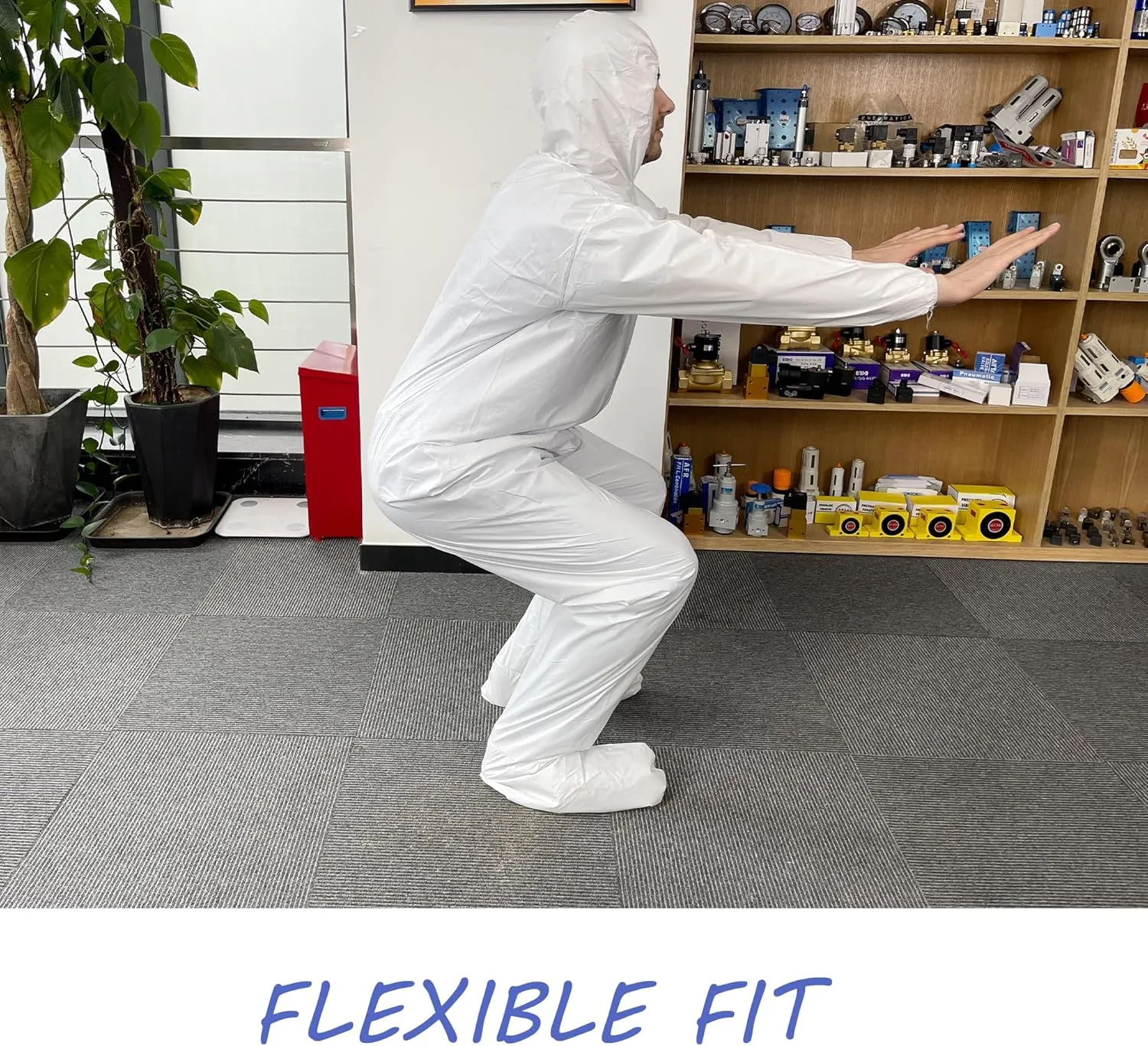 Hazmat Suits 5 PCS White Coveralls Disposable with Hood & Boots Waterproof PPE Jumpsuit for Men & Women