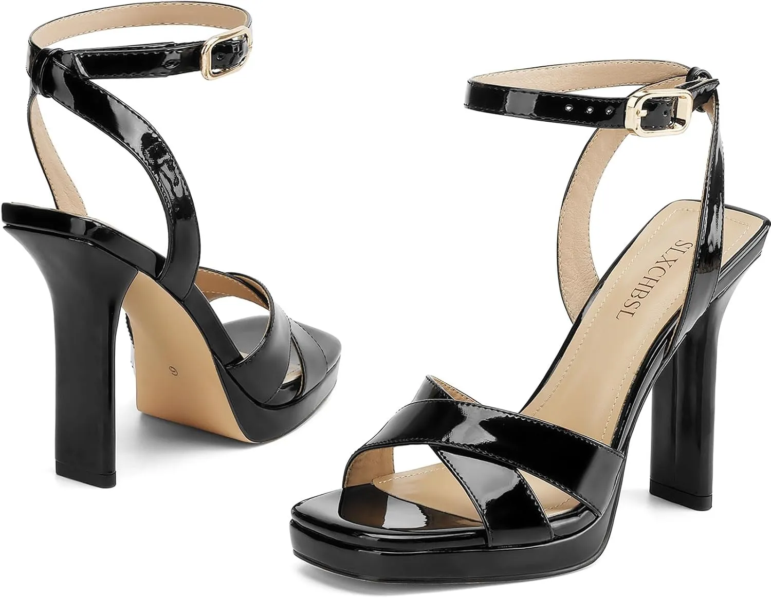 Heels for Women Platform Sandals Womens Chunky High Heels Open Toe Heeled Sandals Ankle Strap Womens Wedding Party Dress Shoes