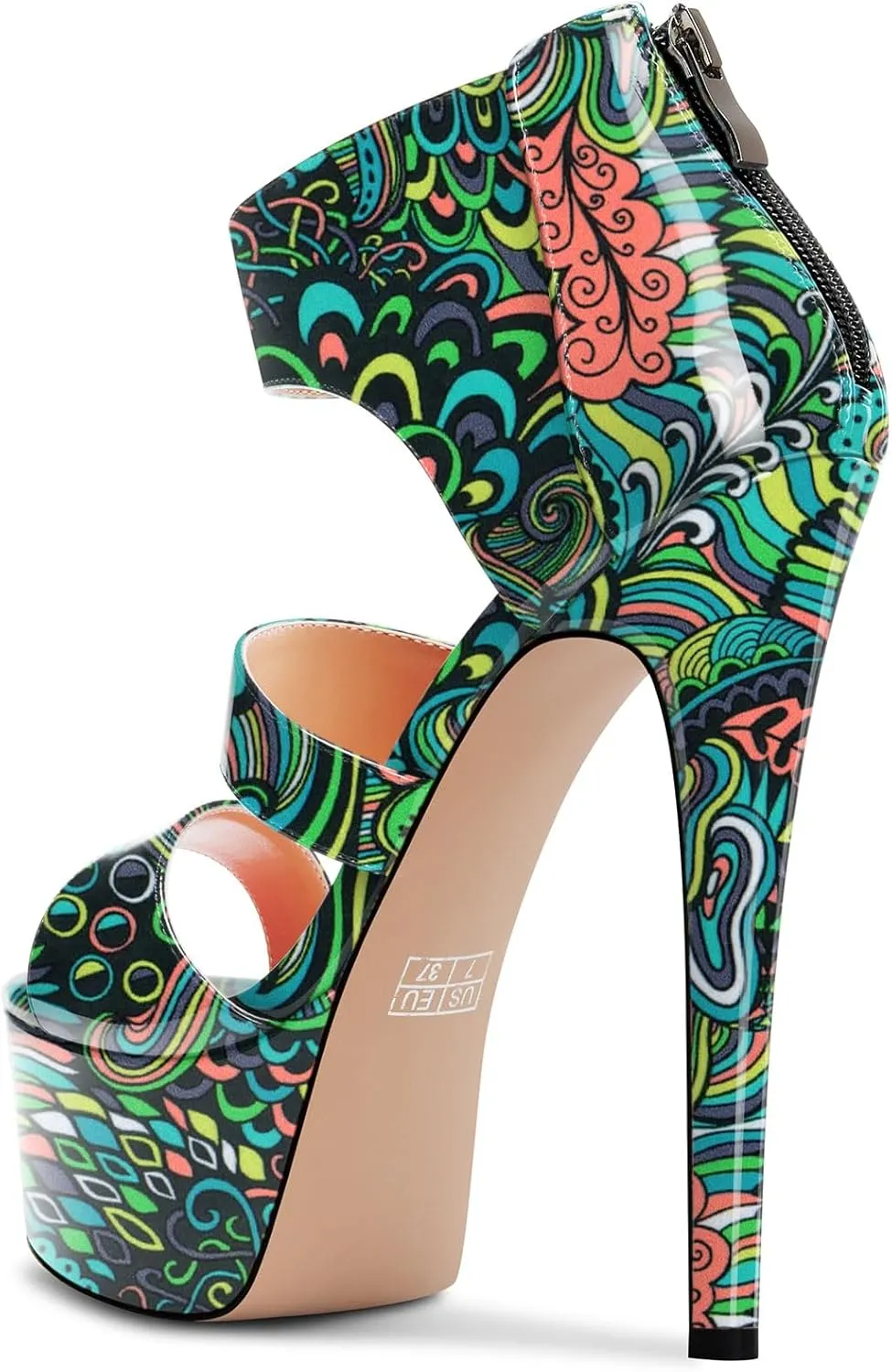 HEUIVZAR Womens Stiletto High Platform Heel Open Toe Ankle Strap Zipper Sandals Prom Party Dress Gladiator Shoes 5.9 Inches Heels