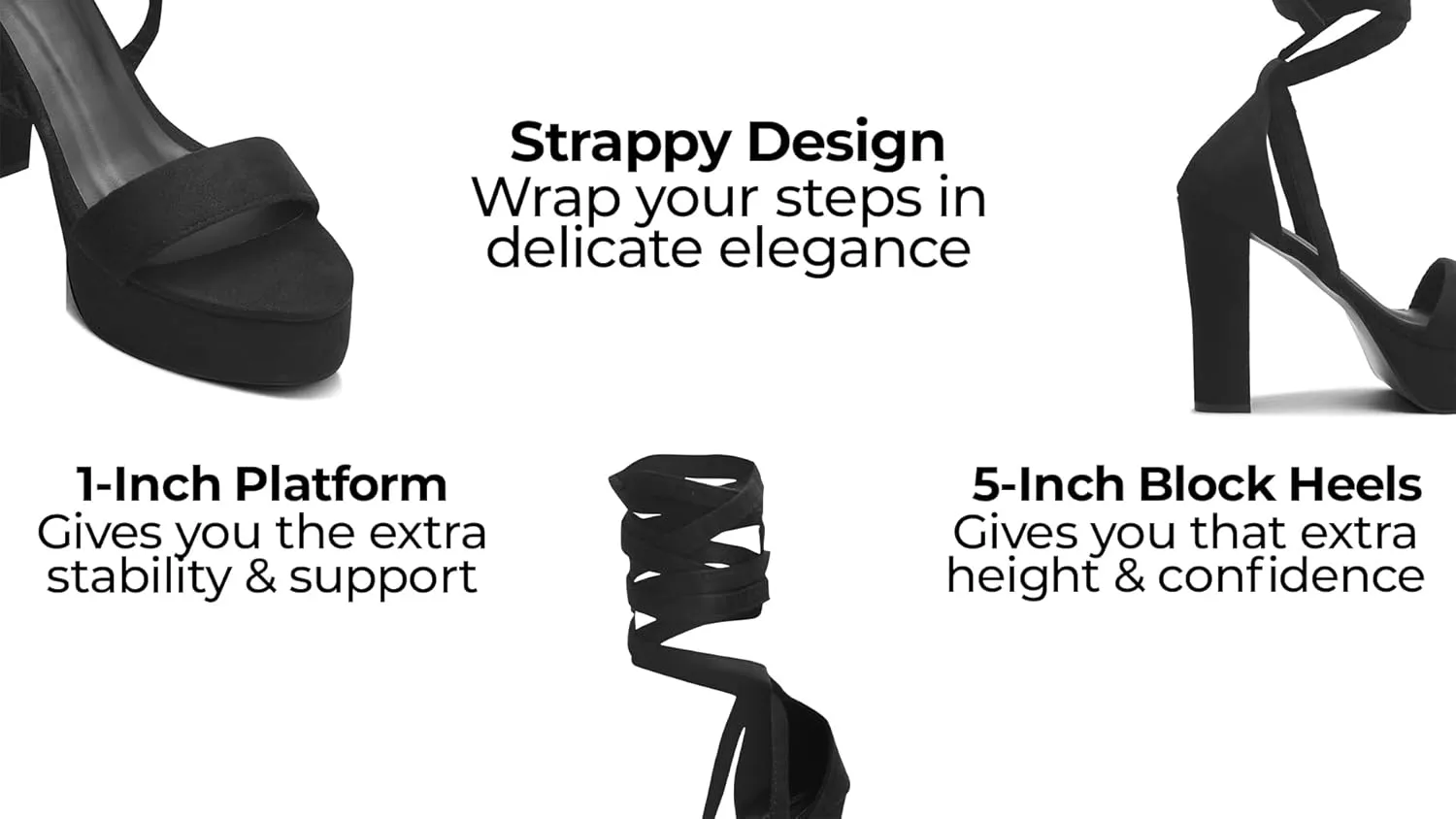 High Heels Chunky Block Platform Sandals – Strappy Gladiator Sexy Open Toe Pumps for Women, Dressy Heels for Parties & Special Occasions