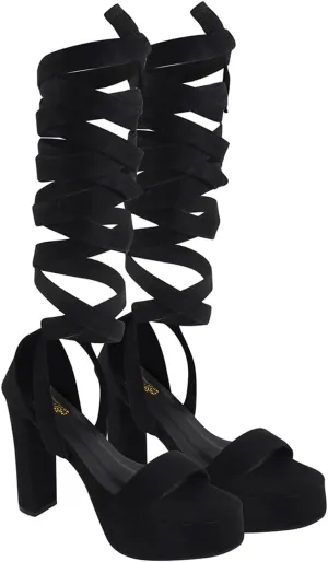 High Heels Chunky Block Platform Sandals – Strappy Gladiator Sexy Open Toe Pumps for Women, Dressy Heels for Parties & Special Occasions
