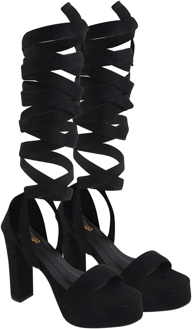 High Heels Chunky Block Platform Sandals – Strappy Gladiator Sexy Open Toe Pumps for Women, Dressy Heels for Parties & Special Occasions