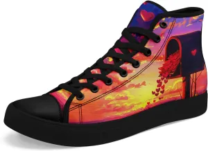 High-Top Sneakers for Men & Women – Romantic Design Canvas Shoes Stylish Casual Streetwear Walking Shoes, Trendy Lover Gift