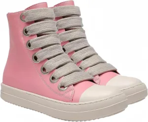 High Top Sneakers for Women Thick Shoe Laces PU Leather Comfort Zipper Platform Walking Shoes