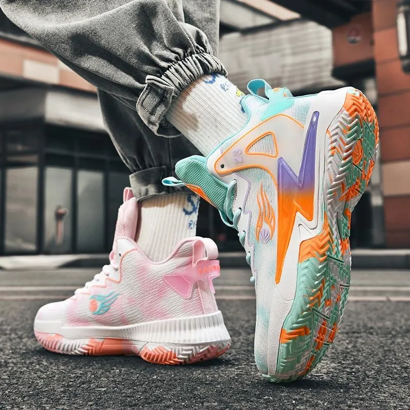 High Top Women Basketball Shoes Lightweight Fashion Outdoor Sports Shoes Unisex Sneakers Breathable Non Slip Basketball Shoes