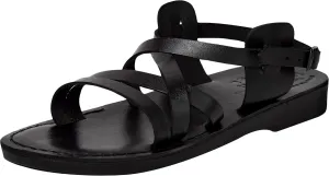 Holy Land Market Men/Women Biblical Jesus Leather Sandals/Slides From Jerusalem (Black Style II)