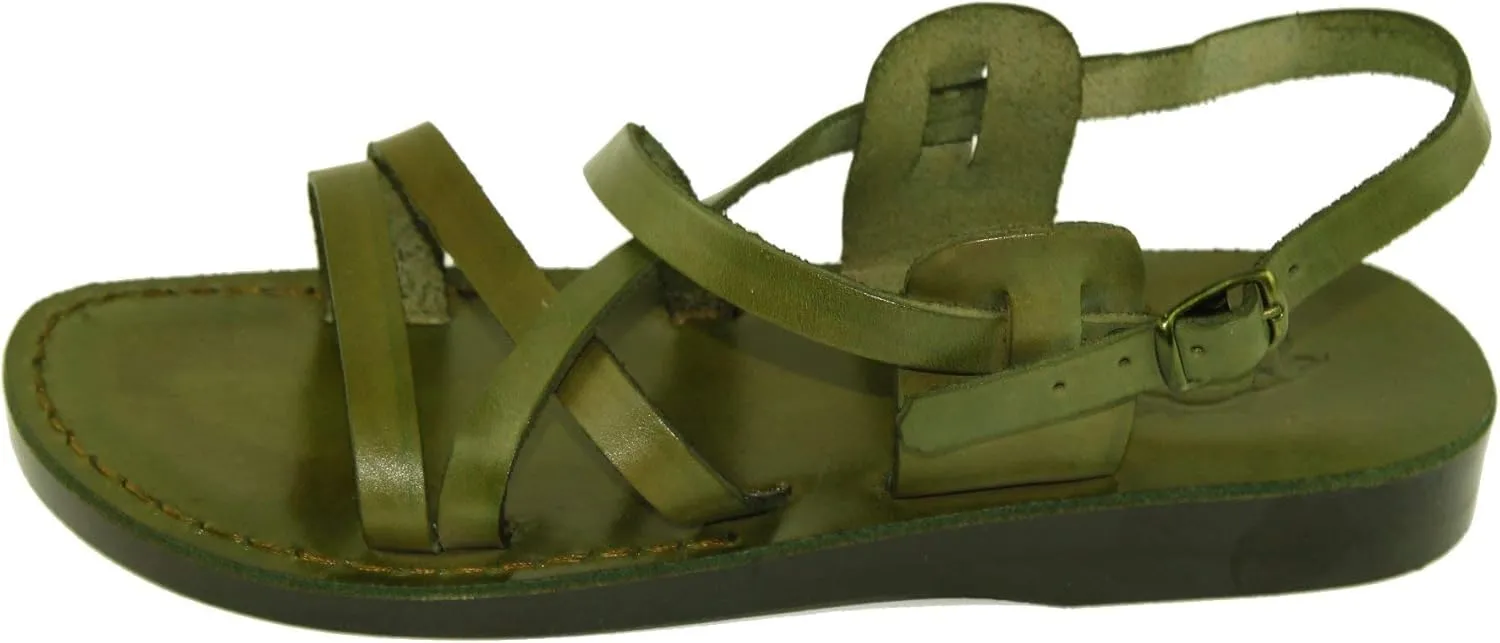 Holy Land Market Unisex Biblical Leather Sandals - Jesus - Yashua Style II - Colored