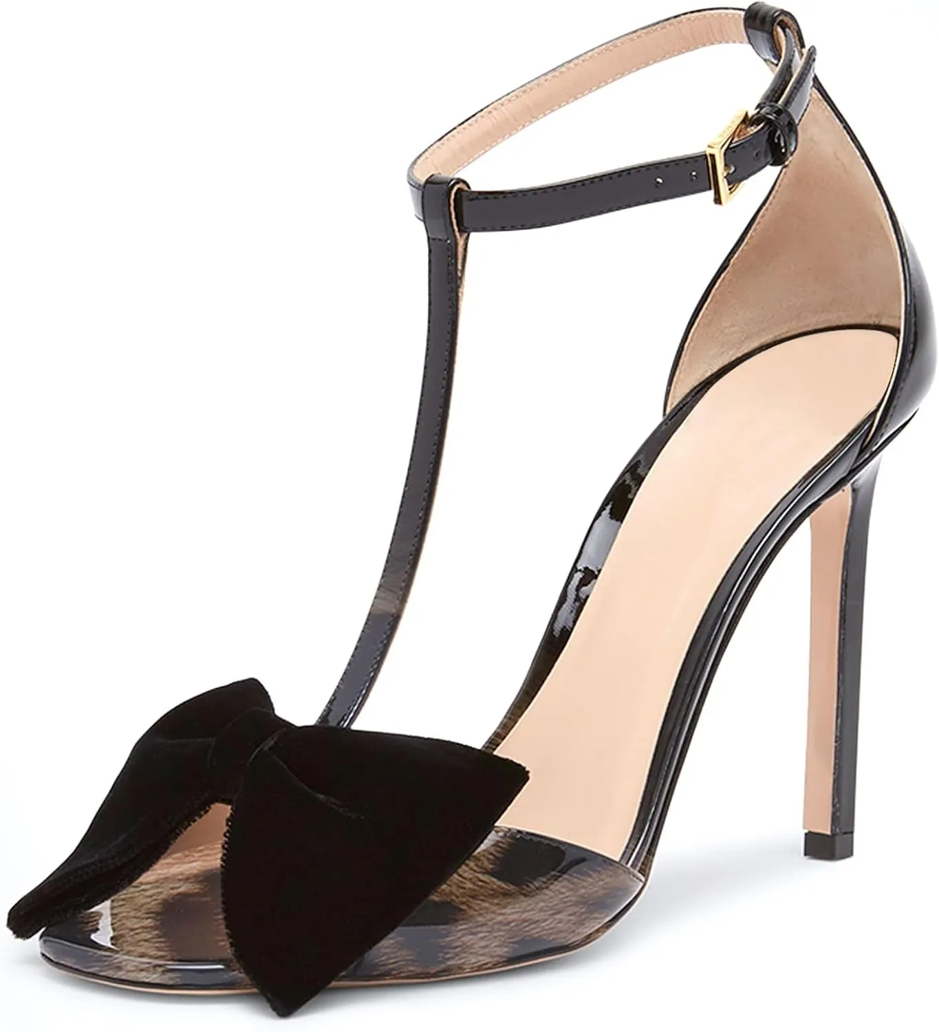 iadore Women Fashion Stiletto High Heel Shoes Open Square Toe with Bowknots Ankle Straps Buckle Sexy Summer Sandals Size 5-12 US