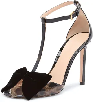 iadore Women Fashion Stiletto High Heel Shoes Open Square Toe with Bowknots Ankle Straps Buckle Sexy Summer Sandals Size 5-12 US
