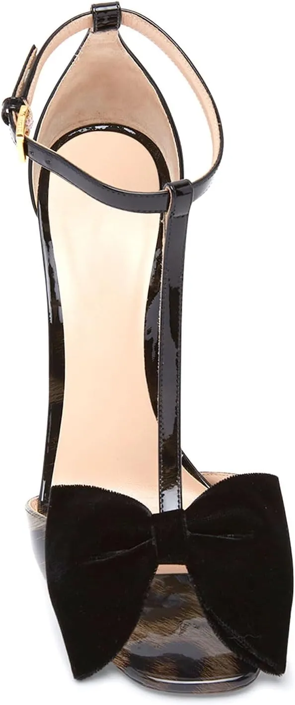 iadore Women Fashion Stiletto High Heel Shoes Open Square Toe with Bowknots Ankle Straps Buckle Sexy Summer Sandals Size 5-12 US
